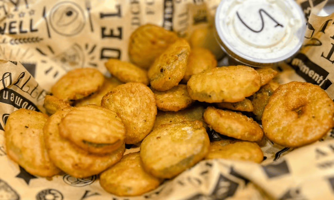Deep Fried Pickles with Spicy Ranch